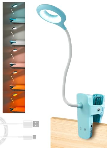 National Lighting Lampe LED à clipser dimmable – 4,5 W – Lampe LED à contrôle tactile avec bras flexible et pince forte – 5 couleurs et niveaux de luminosité – Lampe de bureau rechargeable par USB