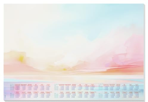 SIGEL H6313 Sous-main en papier, calendriers sur 3 ans et semainier, design magic sunset, A2 (59.5 x 41 cm), bleu clair/rose/jaune ensoleillé/orange, 30 feuilles
