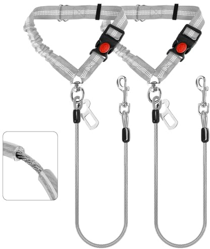Dog Seat Belt for Car,Chew Proof Dog Car Seat Belt,2 in 1 Car Harness for Dogs Safety Seat Belt,Heavy Duty Pet Seat Belt for Medium & Large Dogs Chewer
