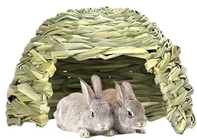 Straw House - Bunny Grass Hut, Guinea Pig Hideouts Bed Folding Beds | Small Animal Play Hideaway, Tunnel Hutch Woven Hut Hay Shelter Natural Grass Rabbits House for Hamsters Chinchillas