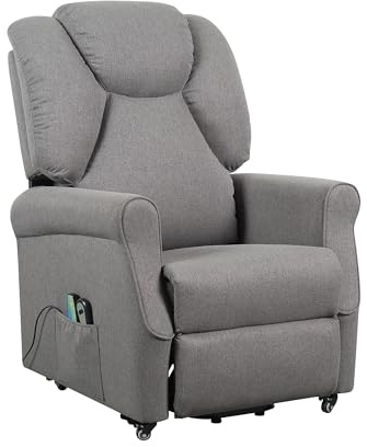 POLTRONE ITALIA Poltrona elettrica con sollevamento attrezzature mediche, massaggio a vibrazione, 4 ruote, seduta micromolla, morbida poltrona reclinabile grigio