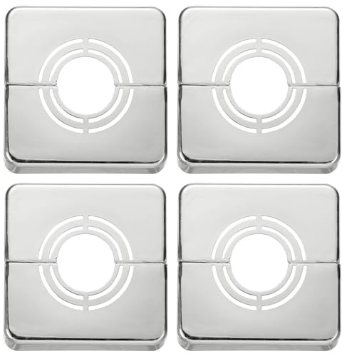 QUARKZMAN 4 st delbar väggfläns 0,79 tum (20 mm) plast fyrkantig justerbar fläns delbar rörskydd klämma på krage under diskbänk radiatorrör silver