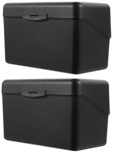LOORGVEL Porta Biglietti da Visita da Scrivania in PP Nero Scatola Porta Biglietti da Visita per Ufficio 3×5 Pollici Organizer Portatile 2 Pezzi Coperchio Contenitore per Schede Indice