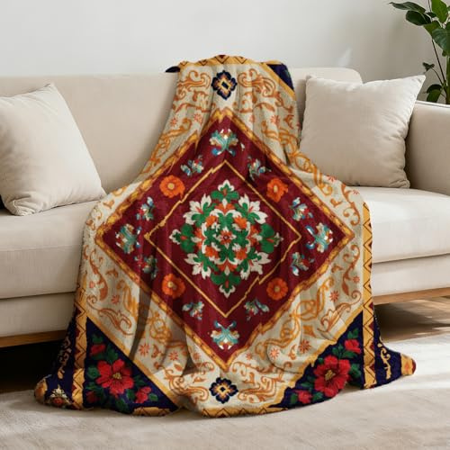 GLOBLELAND Ethnic Style Carpet Patterns Blanket 59 x 51