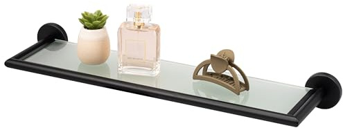 bremermann Bad-Serie Piazza Black - Glasablage mit Edelstahl-Rahmen, Badablage - Glasregal ideal für Bad und Dusche, Badablage aus Glas und Edelstahl, matt schwarz