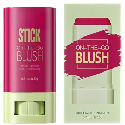 Hinapan Cream Blush Stick, läppstift blusher pinne, 3-i-1 multirouge, för ögon, kinder och läppar, matt fuktgivande ansiktskräm blush, vattentät, långvarig makeup (03)
