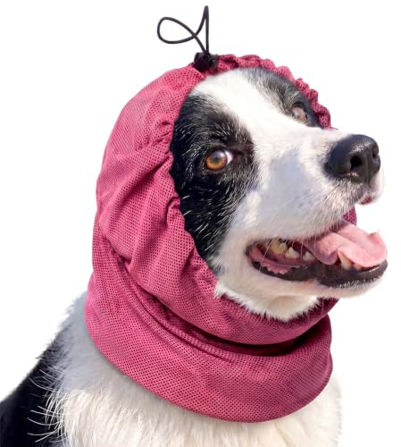 Snoods för hundar, lätt kylning hundhalsduk bandana, halsduk hund Op så att du förhindrar att ditt husdjur skakar med öronen efter operationen (rosenröd, M)