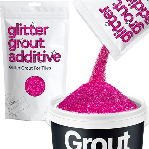 Hemway Dark Rose Pink Glitter Grout Additive 100g Metallic Flakes for Adding Sparkle to Kitchen & Bathroom Tiles | Enhance Your Indoor Grouting Projects with a Durable Sparkly Effect