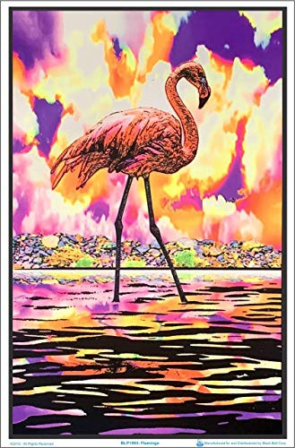 Scorpio Posters Flamingo Blacklight Poster - Authentic Blacklight-Reactive Flocked Material - 23 x 35