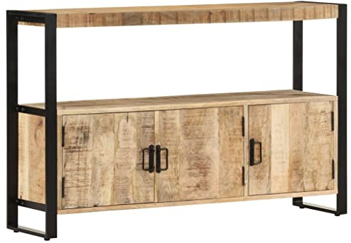 vidaXL Mangoholz Massiv Beistellschrank mit 3 Türen 1 Fach Sideboard Standschrank Kommode Anrichte Highboard Mehrzweckschrank Schrank 120x30x75 cm