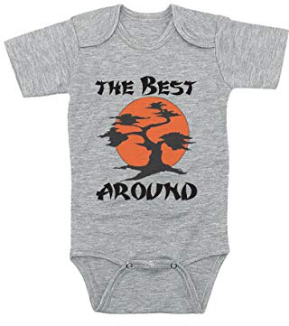 TeeNow - The Best Around - Karate Kid Inspired Baby Infant Bodysuit - Boy/Girl (0-3 Months, Grey)