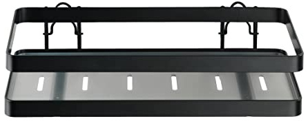 WENKO Universalregal Gala, Küchenregal als Zusatzfläche zum Abstellen von Dosen, Flaschen, Gläsern, etc., aus hochwertigem pulverbeschichtetem Flachstahl in Schwarz, 25 x 5,5 x 12 cm