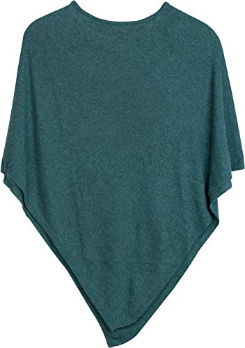 styleBREAKER Morbido poncho in maglia fine in tinta unita, girocollo, donna 08010042, colore:Petrolio