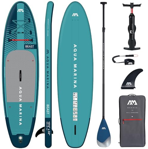 Aqua Marina Aufblasbar Sup Board Stand up Paddle AQUAMARINA Beast 2023 Komplette Packung 320x81x15cm mit Carbon Guide Paddel