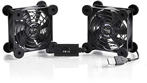 SCCCF Dual 80mm USB Speed Control Fan, 5V Portable Cooling Fan for Flat-Screen TV Receiver Router DVR PlayStation Xbox Computer Cabinet Cooler