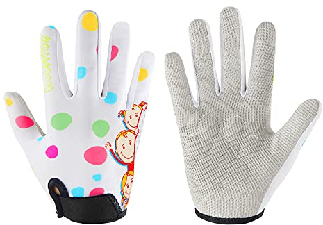 Boyiexin Kids Long Finger Climbing Gloves for Age 1-10 Boys Girls Gymnastics Monkey Bars, Good Grip Control Gloves for Scooter Balance Boards Biking Outdoor Sports (White2, M (7-8 Years))