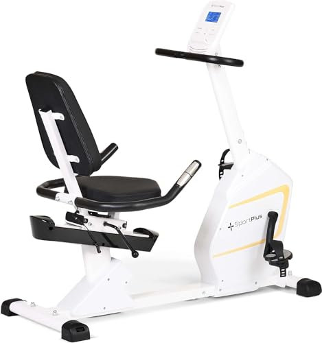 SportPlus Heimtrainer mit Magnetbremse 24 Widerstandsstufen, gelenk- und rückenschonend, extra weicher Sitz, bis 200 Watt, Fitnessgerät für Senioren