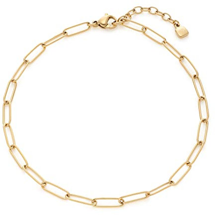 Leonardo Ciao Igana Fußkettchen aus Edelstahl, filigranes Sommer-Fußkettchen aus ovalen Ketten-Gliedern goldfarben, Modeschmuck für Damen, 021863