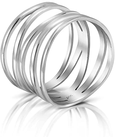 Anello in argento Sterling 925 con spirale a cinque fasce larghe, Metallo, non noto