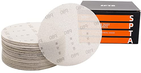 SPTA Abranet Disques abrasifs filet Ø 150mm Velcro, Lot de 50 (80/120/180/240/320 Grain)/Pour toutes les ponceuses excentriques et ponceuses 150mm