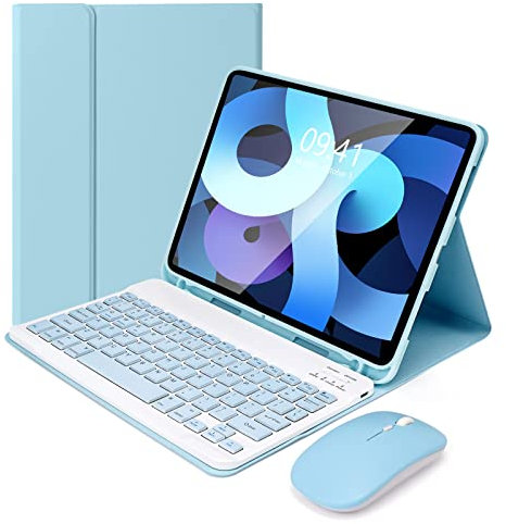 Lively Life Bluetooth Keyboard with Mouse for iPad Air 11-inch (M3 2025 / M2 2024) & Air 4th/5th Gen & iPad Pro 11 inch (1st/2nd/3rd/4th Gen), Detachable Keyboard Cover, UK Layout - Blue