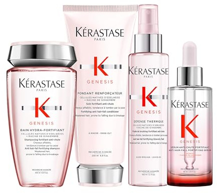 Kérastase, Genesis, Pflegeroutine mit Shampoo, Haarspülung, Haarkur & Hitzeschutzspray, Für feines und brüchiges Haar, Gegen Haarausfall und Haarbruch