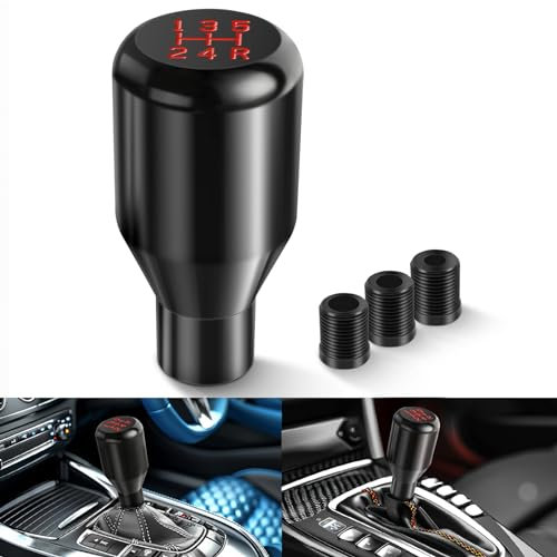 DREAMER Pomello cambio auto, manuale pomello cambio auto universale a 5 velocità, manopola cambio con 3 tappi Sostituzione per pomello del cambio manuale automobilistico da 8mm 10mm 12mm di porta