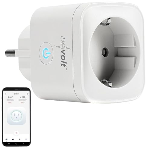 revolt Solar Steckdose: Smarter Energiemess-Stecker für Akkuspeicher LIT-2150, WLAN, App,Timer (Stromzaehler, Stromzähler Steckdose WiFi, Schalter)