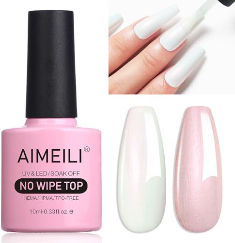 AIMEILI Capa Superior de Brillo de Perlas Esmalte en Gel,Micro Aurora Glitter No Wipe UV LED,Sin crueldad Vegano Degradado de Arcoíris de Brillo de uñas Arte de Esmalte en Gel,10ml-006