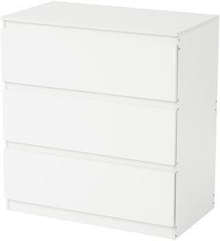 Liink1Ga Komodenschrank für Schlafzimmer 70 cm Breit Kommode Weiß mit 3 Schubladen/Nachtkasten Schubladenkommode Kommode&Sideboard Komoda Weiss für Büro Wohnzimmer Schlafzimmer Flur Möbel/70x40x75CM