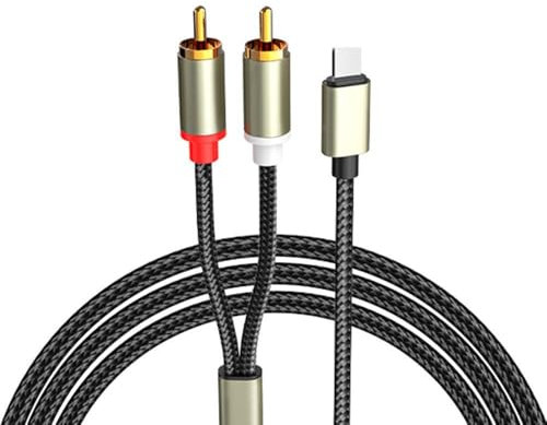 EuAcesry Cable RCA Audio i-Product, Cable Cinch Lightn a 2RCA para Teléfono Tablet PC Reproductor, Amplificador, Subwoofer, Altavoces DVD, Sistema HiFi, Radio de Coche, Negro, 1M