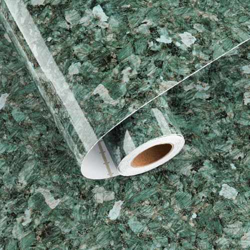 HotDecor Carta Da Parati Effetto Marmo Verde Per Armadio Tavolo Pellicola Adesiva Per Mobili Carta Parati Adesiva Muro Moderna Per Bagno Cucina Lavabile Rotolo Adesivo Verde Per Mobili 40cm x 200cm