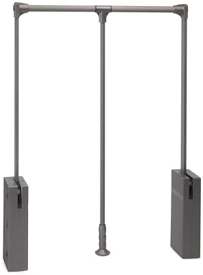 Emuca - Barre de penderie escamotable Sway, tringle relevable, penderie rabattable pour armoire, 450-600mm, Acier, Aluminium et Plastique, Peint en titane