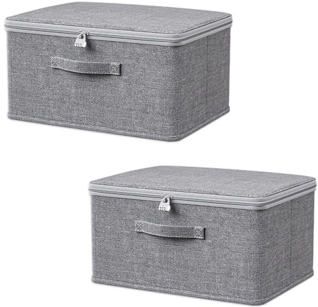 LCUHAVA Scatola Richiudibile per Medicinali, 2 PCS Scatola con Lucchetto a Combinazione 30 x 20 x 14 cm, Scatola Richiudibile per Vestiti con Serratura per Vestiti, Giocattoli