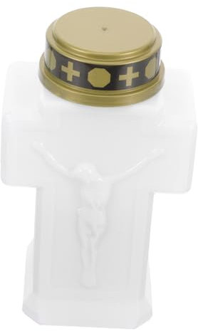 Tofficu Luz de vela electrónica electrónico tumba velas al aire libre para patio luz de jardín cruces decoración velas sin parpadeando linternas conmemorativas el plastico blanco