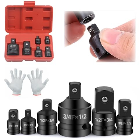 6 pezzi adattatore per bussola: adattatore per potere, adattatore avvitatore a percussione, adattatore per aste di porco, chiave a cricchetto