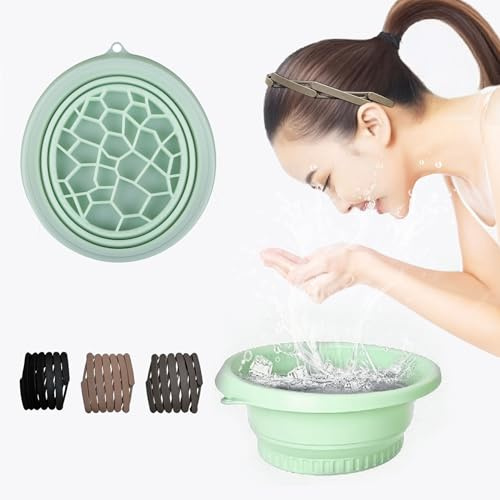 Bassin pliable en silicone pour bain de glace facial avec bac à glaçons intégré Bassin d'immersion à froid Bassin professionnel pour bain de glace Raffermit la peau, réduit les poches (Green)