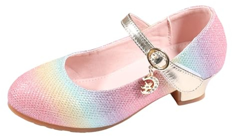 Generisch Sandalias de tacón alto de moda para niñas como princesas zapatos de rendimiento en colores con suela gruesa para ocasiones especiales eventos festivos, Rosa., 32 EU