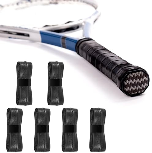 6 Grips Para Raquetas De Tenis, Overgrips Autoadhesivos Y Antideslizantes En Negro, Perforados Para Un Mejor Agarre, También Para Raquetas De Bádminton Y Squash