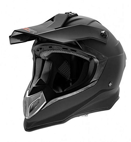 CRUIZER - Casco cross omologato di colore nero opaco con visiera parasole e prese d'aria posteriori e frontali, interno rimovibile e lavabile (M)