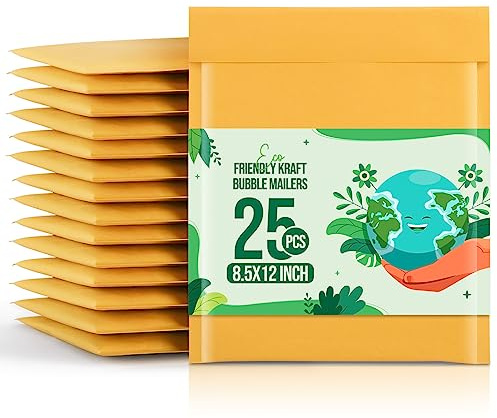 Switory 25 pezzi 21,6cmx32cm Kraft Bubble Mailer Buste imbottite autosigillanti per imballaggio oro