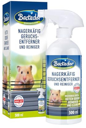 Bactador Enzymreiniger Nagerkäfig - Geruchsentferner und Reiniger Spray 500ml - Gegen Kot, Urin und Tiergerüche - Mikrobiologischer Geruchsneutralisierer - Porentiefe Reinigung in der Nagerumgebung