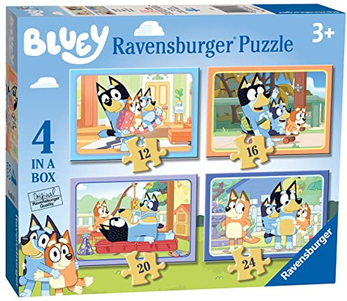 Ravensburger Bluey 4 in Box Jigsaw Puzzles for Kids Age 3 Years Up - 12, 16, 20 & 24 Pieces