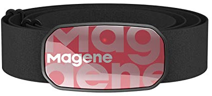 Magene H603 Pulsmesser Brustgurt HRM Fitness Tracker IP67 wasserdichte Unterstützung Bluetooth 4.2 und ANT+, Kompatibel Wahoo, Zwift, Strava, Elite HRV Rot