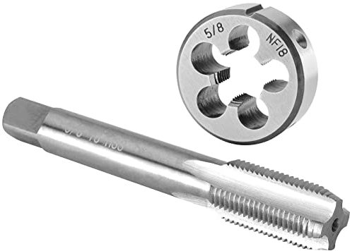 Burkit 5/8 Zoll-18 UNF Gewindebohrer und Schneideisen Set Rechtshänder, 5/8 x 18 UNF Maschinengewindebohrer und runde Schneideisen