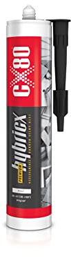 CX80 Colle Hybricx Premium - Colle de montage noire haute performance à base hybride, inodore, sans solvant, peut être peinte et poncée, pour l'industrie et la construction | Cartouche de 290 ml