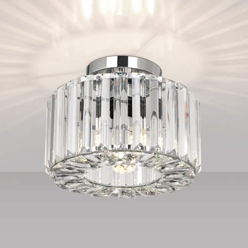 Crystal Ceiling Light - Easric Modern Ceiling Lights Living Room LED Ceiling Lighting Industrial Chandeliers Ceiling Lights for Bedroom Hallway Kitchen Bathroom,Chrome