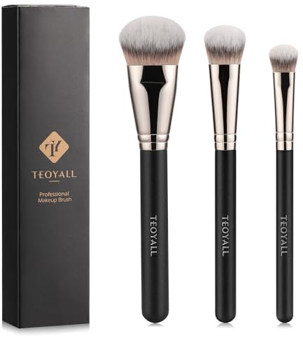 TEOYALL Flacher Abgewinkelter Pinsel - Makelloser Foundation-Pinsel Unter den Augen, Concealer, Bronzer für Flüssiges Cremepulver