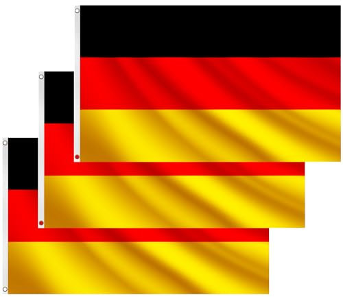 COCOSY 3 Stück Deutschland Fahne - 90 x 150 cm 100% Polyester Deutschland Flagge mit Messing-Ösen - Wetterfeste & Langlebige DE Germany Deutsche Flagge für Sport & Feierlichkeiten