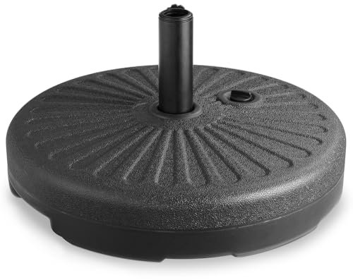 BAKAJI Base pour Parasol de Jardin, Forme Ronde, Support pour Poteau parasols 38/48 mm avec Remplissage à Eau 28 kg, système Stable Anti-Retour, idéal pour Patio, Balcon, extérieur
